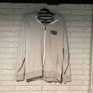 NBA Basketball Full Zip Sport Jacket Sweatshirt Gray Men’s Large